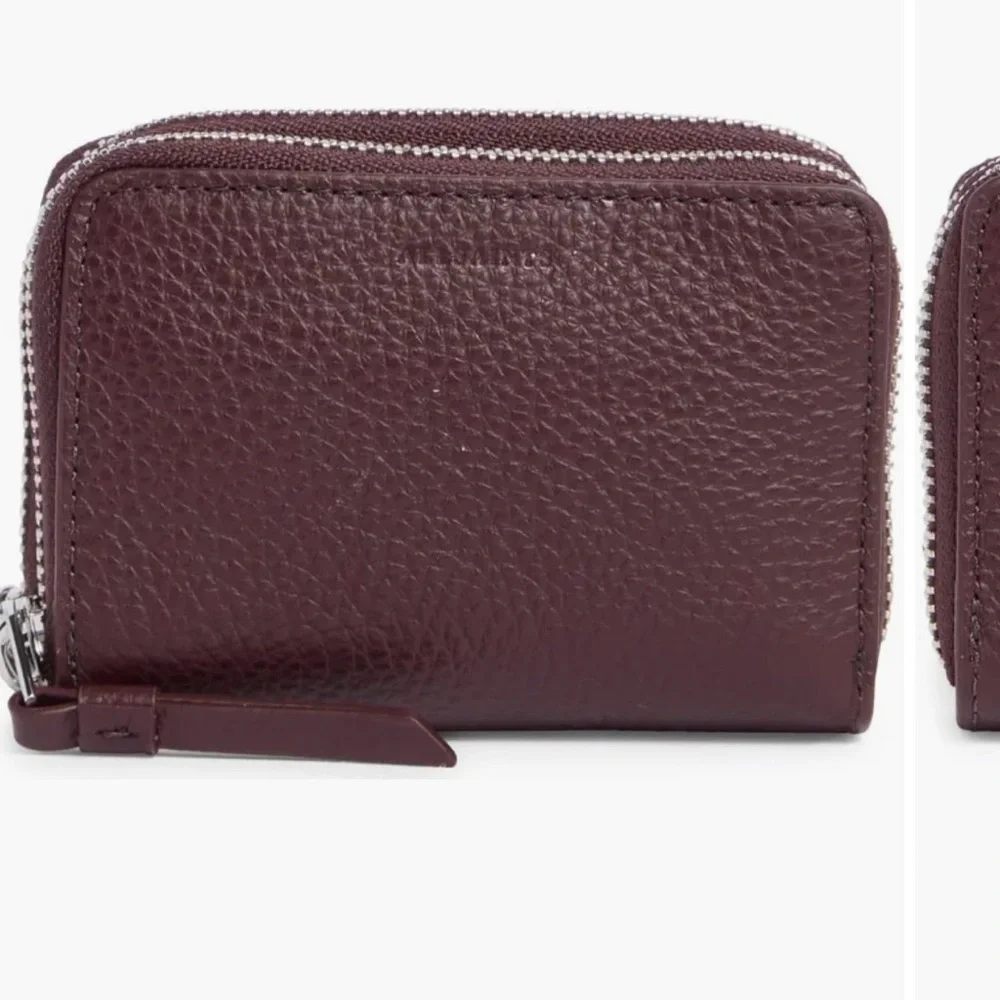 All Saints Fetch Card Burnt Red Double Zip Leather Wallet NWT 🤎